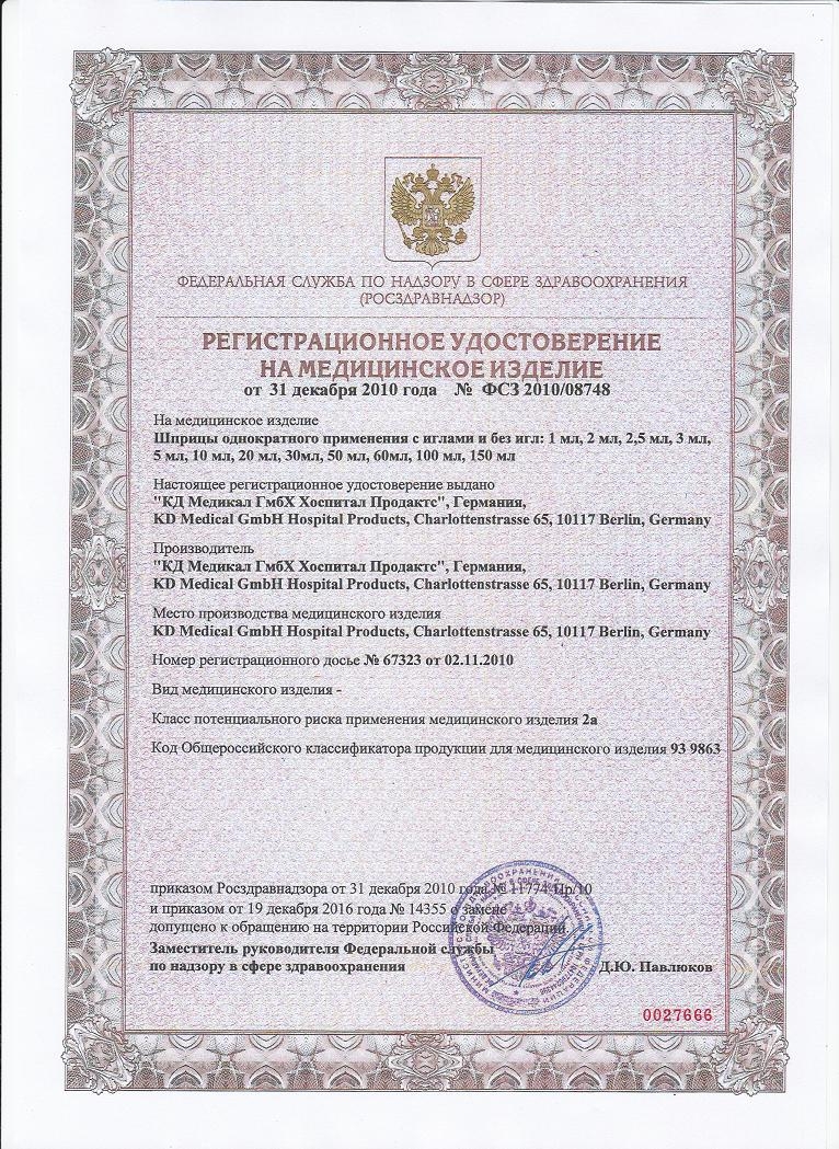 Хоспитал Продактс - РУ - Шприцы КДМ